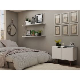 Manhattan Comfort Hampton 33.07 Accent Cabinet with 2 Shelves Solid Wood Legs in White